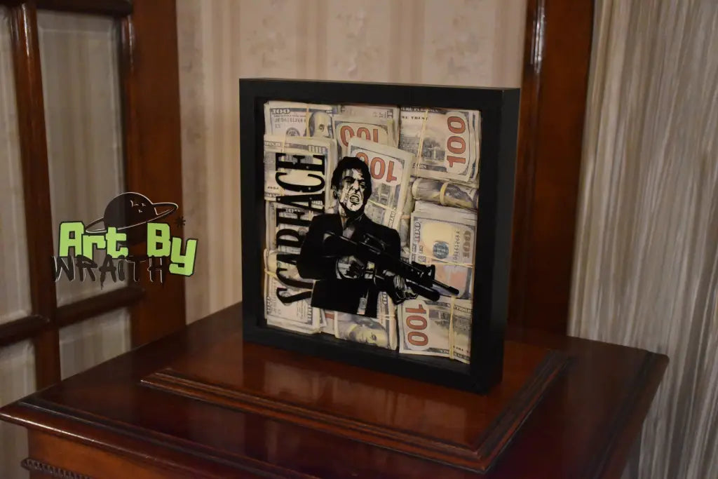 3D Scarface Aged Money - Wall Art Shadow Box