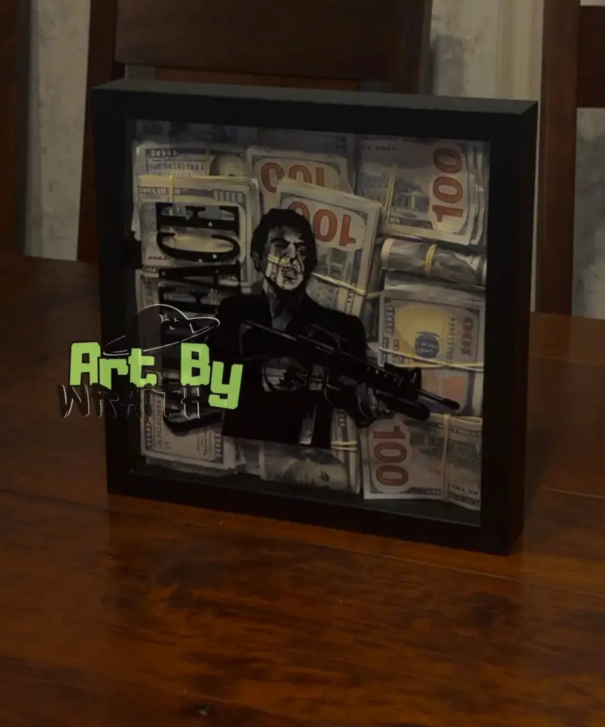 3D Scarface Aged Money - Wall Art Shadow Box