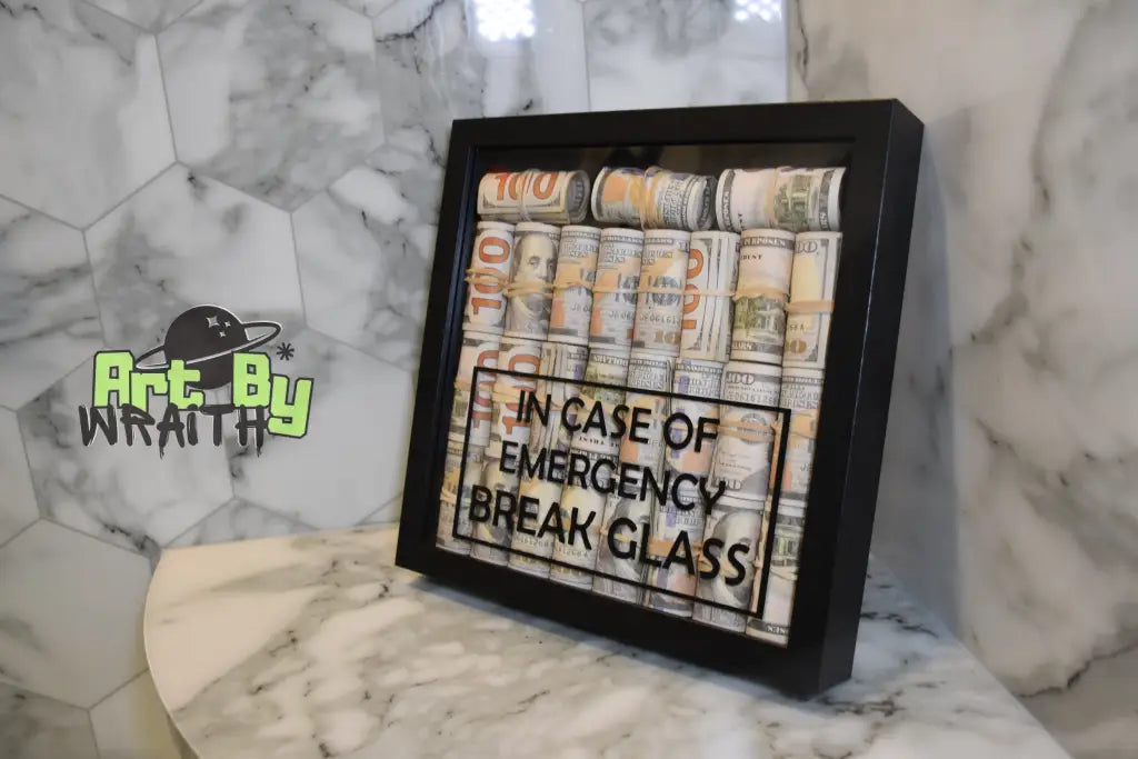 Blacked Out Rolled Up Cash - Wall Art Shadow Box