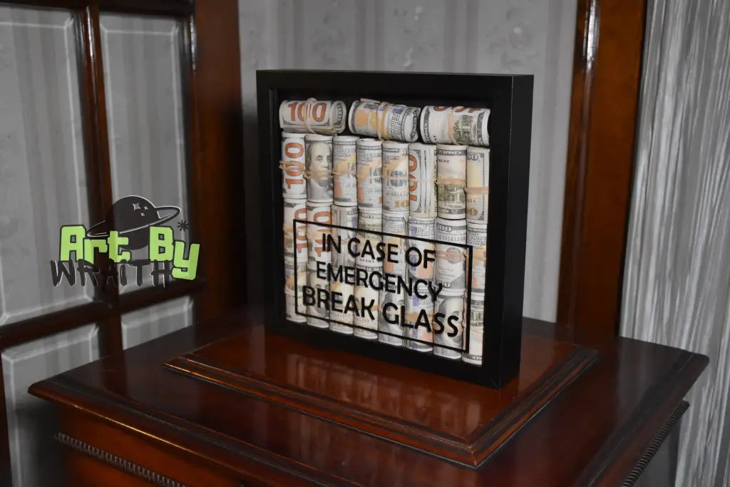 Blacked Out Rolled Up Cash - Wall Art Shadow Box