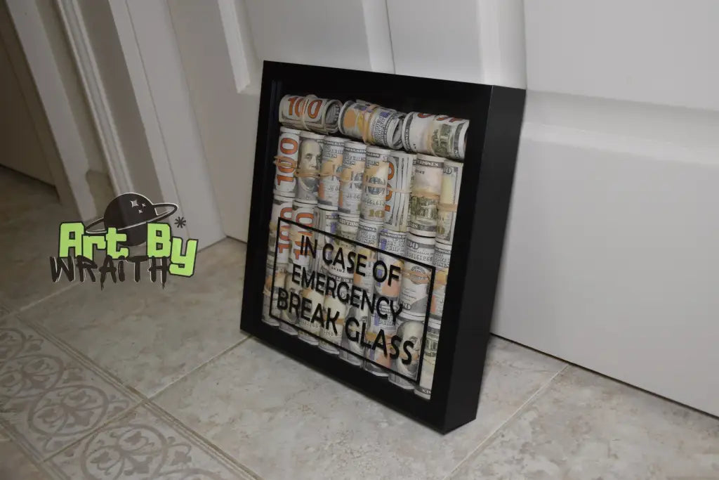 Blacked Out Rolled Up Cash - Wall Art Shadow Box