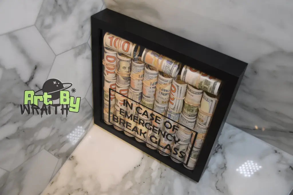 Blacked Out Rolled Up Cash - Wall Art Shadow Box