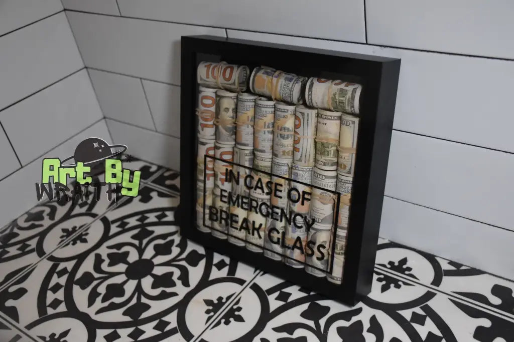 Blacked Out Rolled Up Cash - Wall Art Shadow Box