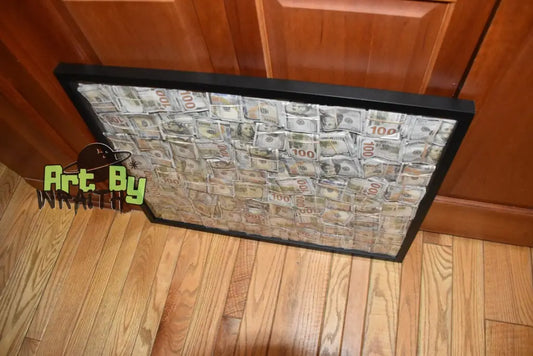 Huge Ultra Aged Money Stuffed Golden Shadow Box - Motivational Decor