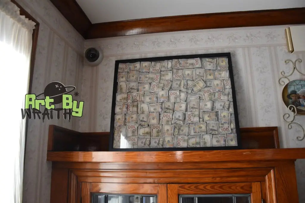 Huge Ultra Aged Money Stuffed Golden Shadow Box - Motivational Decor