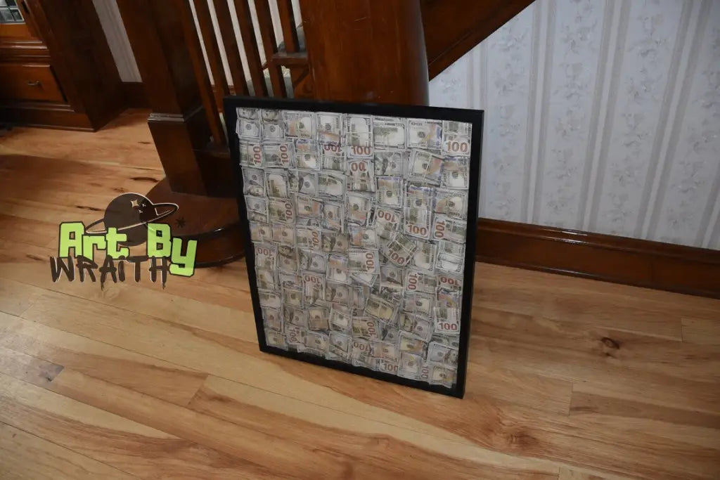 Huge Ultra Aged Money Stuffed Golden Shadow Box - Motivational Decor