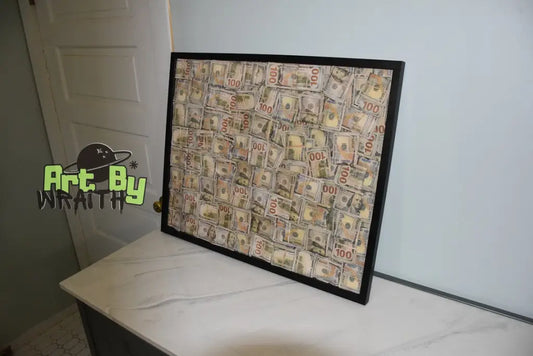 Huge Ultra Aged Money Stuffed Golden Shadow Box - Motivational Decor