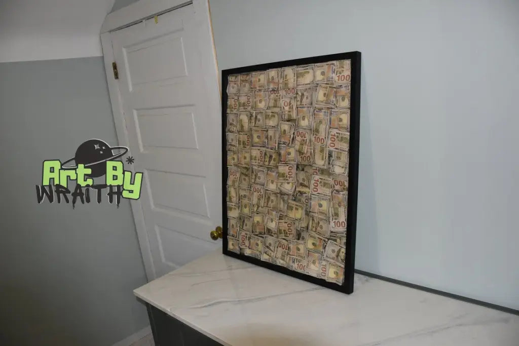 Huge Ultra Aged Money Stuffed Golden Shadow Box - Motivational Decor