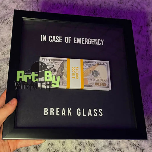 Original In Case Of Emergency Break Glass Money Wall Shadow Box