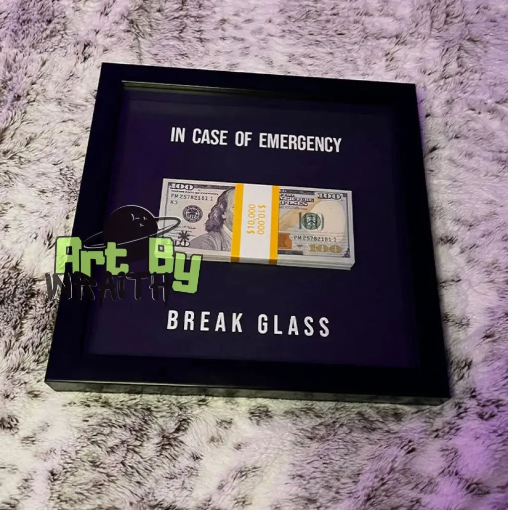 Original In Case Of Emergency Break Glass Money Wall Shadow Box