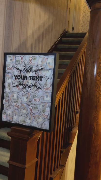 Huge Custom Cash Stuffed Canvas - Wall Art Shadow Box