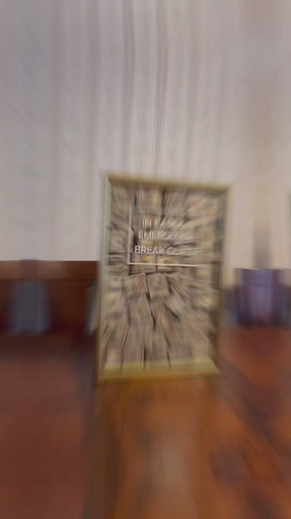 Money Stuffed Golden Shadow Box - Wall Hanging