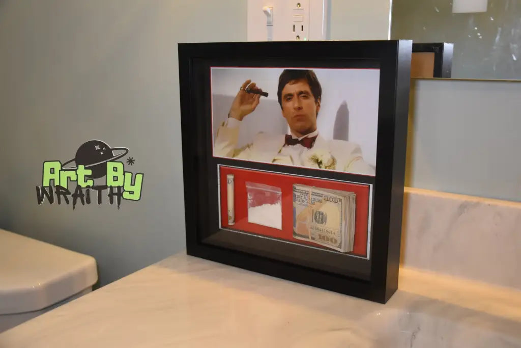 Scarface Smoking Cigar - Wall Art Shadow Box