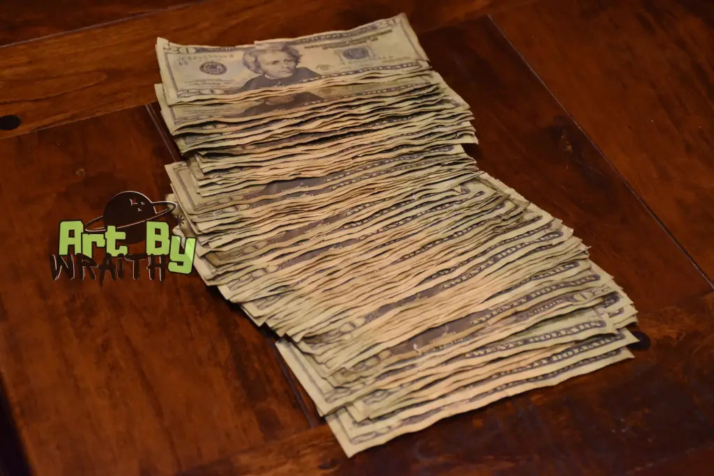 Ultra Realistic Movie Prop Money - 20 Dollar Bills 2 Bands