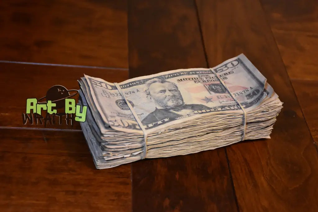 Ultra Realistic Movie Prop Money - 50 Dollar Bills 2 Bands