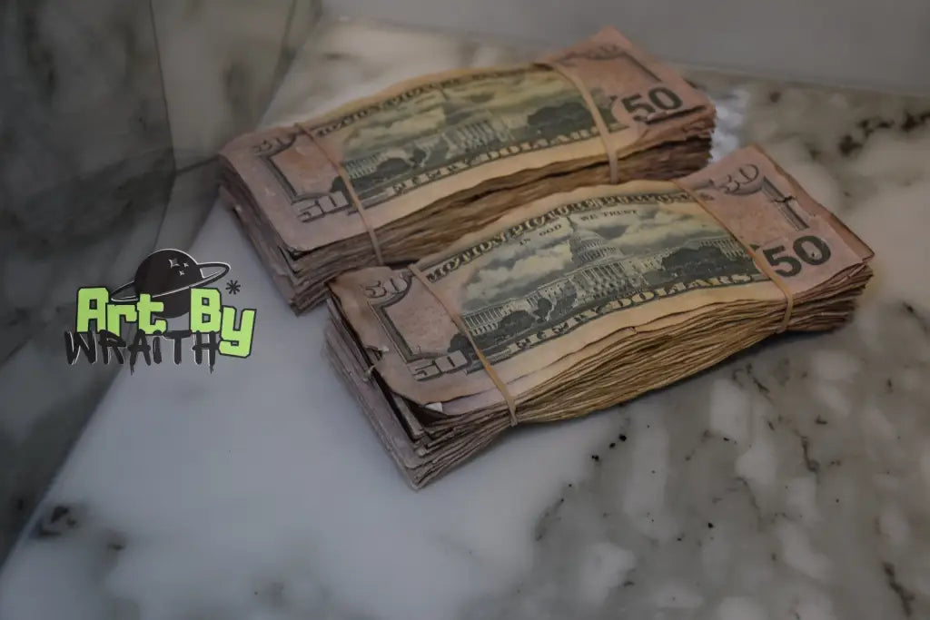 Ultra Realistic Movie Prop Money - 50 Dollar Bills 2 Bands