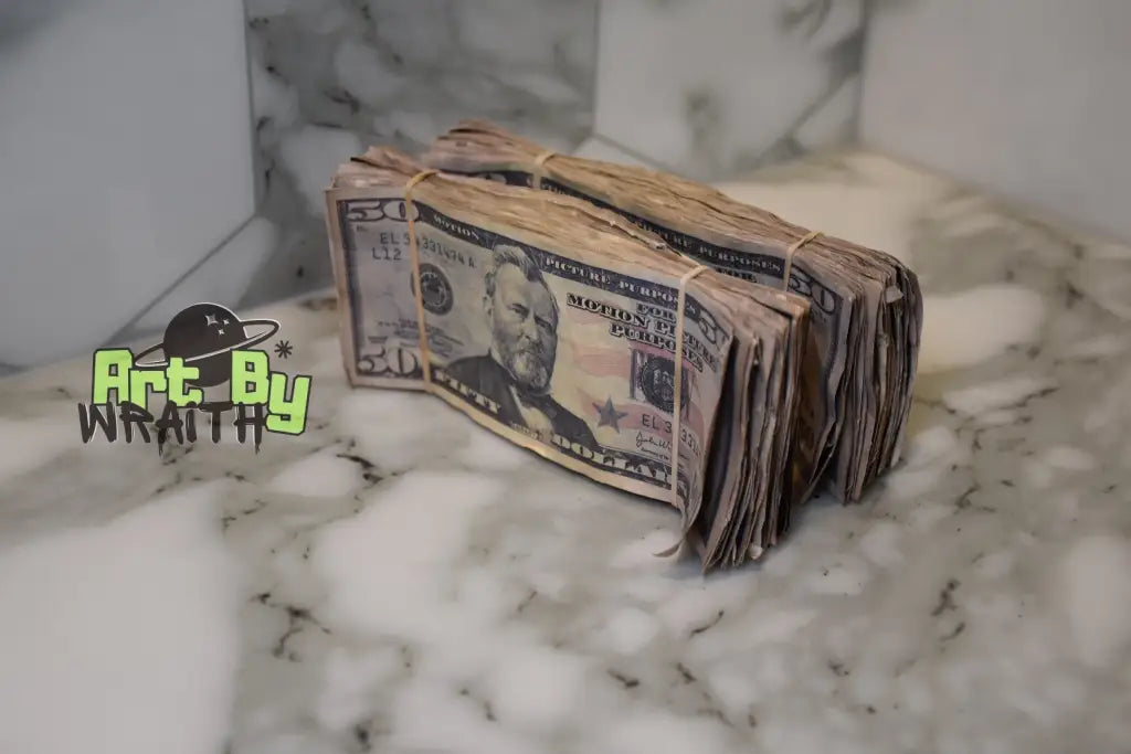 Ultra Realistic Movie Prop Money - 50 Dollar Bills 2 Bands