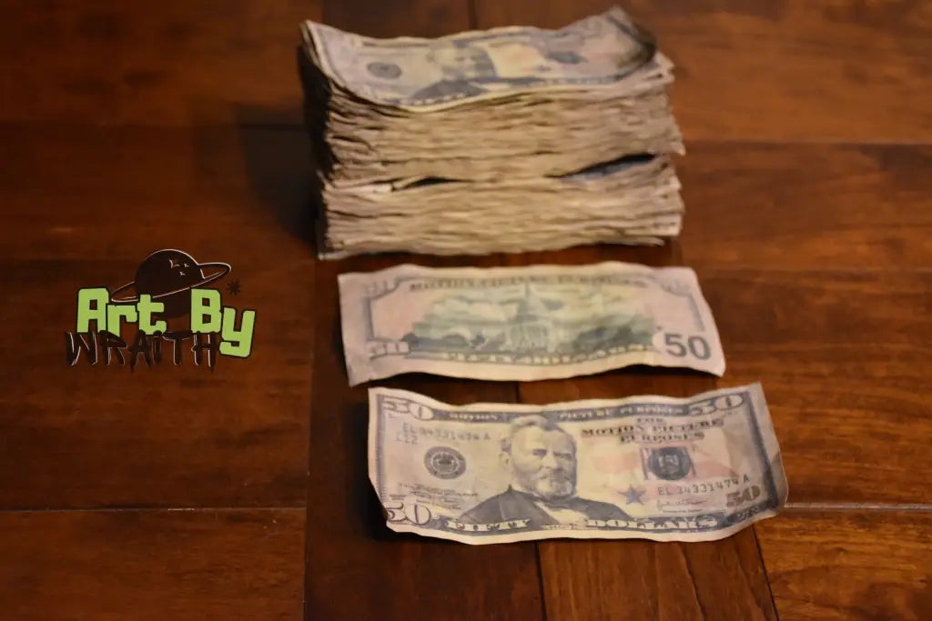 Ultra Realistic Movie Prop Money - 50 Dollar Bills 2 Bands